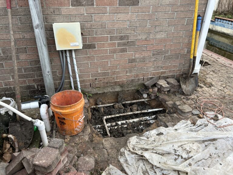 Repairing under slab leak in progress by Continental Foundation Restoration.