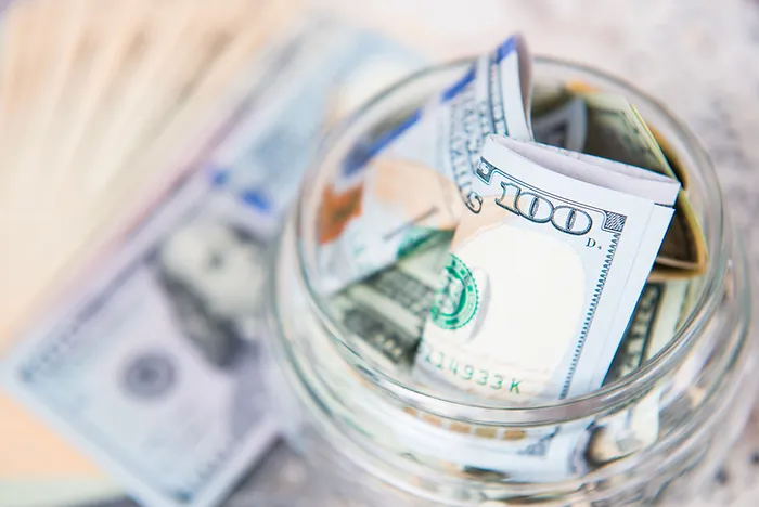 Money in jar.