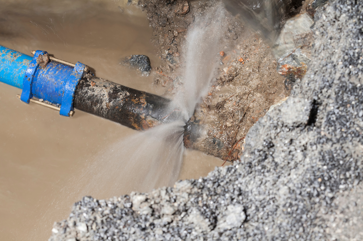A broken water pipe.